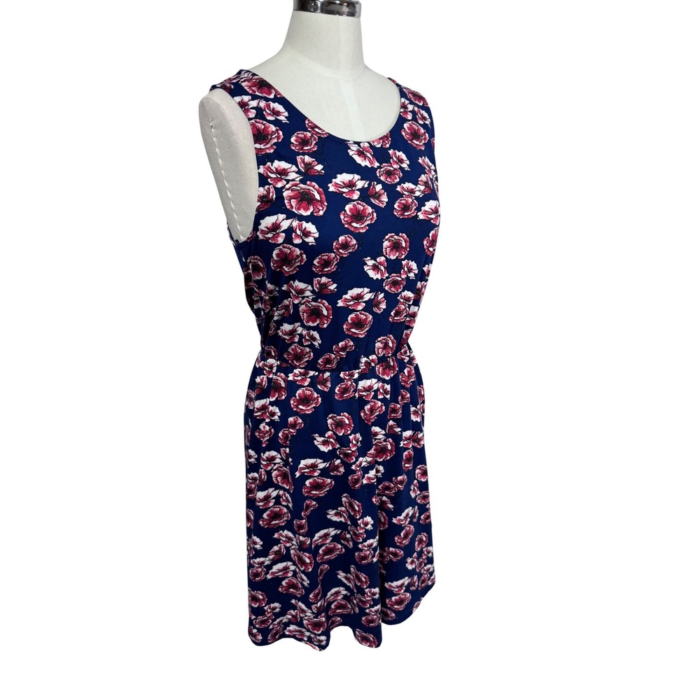 French Grey Women's Small Blue Floral Sleeveless Fit & Flare Dress